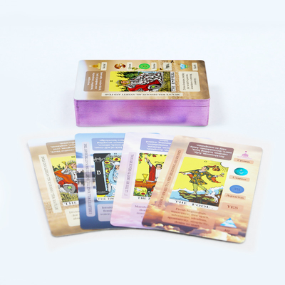 comprar Impresión personalizada de cartas de tarot rusas de borde púrpura Impresión de información detallada Tarotas online manufacture