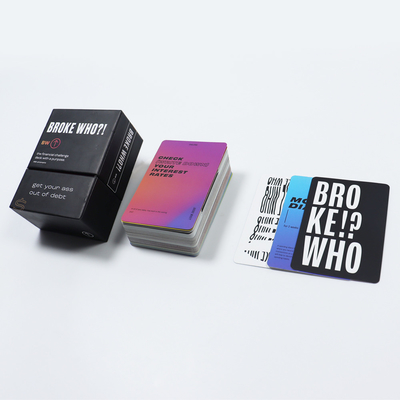 comprar Pregunta Positiva Personalizada Tarjetas de Juego Financiero Impreso de la Fábrica Adulto Pague Su Deuda Tarjeta de Juego Financiero Con Tapa Y Caja Base online manufacture