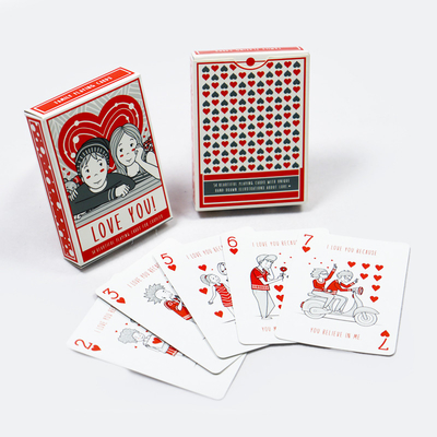 Alta Durabilidad Cartas de juego personalizadas Cartas de póquer de amor de pareja 4 colores Pantone impresos