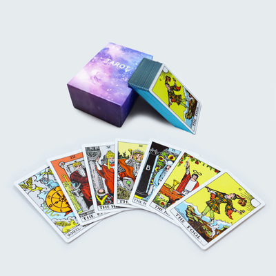 Tarjetas de Tarot en miniatura de borde azul originales Imprimir Tarjeta de Tarot romance púrpura con bolsa