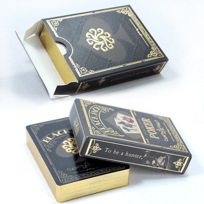 Diseños personalizados de lujo Golden Edge Juego de cartas Poker con papel de oro Impresión y caja