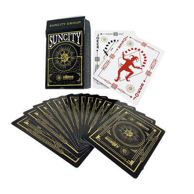 Diseño personalizado Acceptable papel de oro negro cartas de juego para el juego de fiesta en ecológico