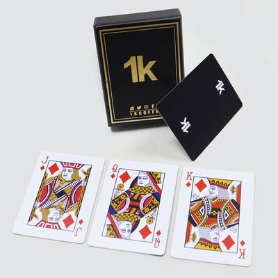 Impresión de publicidad de cartas de póquer de calidad duradera de casino Alemania Papel de juego de núcleo negro