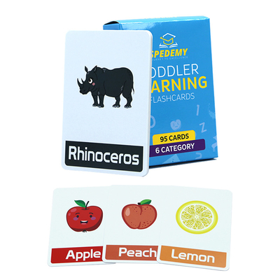 Impresión a color CMYK Tamaño personalizado Palabras inglesas de aprendizaje Flash Card Juguete para niños pequeños