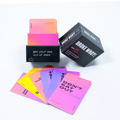 Artículo de lujo Impresión de cartas de juego de desafío financiero personalizado Juego de cartas con instrucciones de reglas