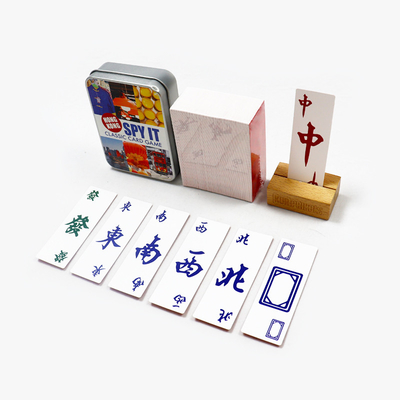Impresión personalizada de cartas de Mahjong estadounidenses Juego de cartas de juego multijugador Papel de cartas Mahjong con caja de estaño
