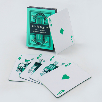 Tarjetas de juego publicitarias de papel de oro verde personalizado Colección de lujo dentro de Tarjetas de juego verdes muy geniales