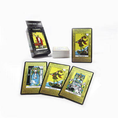 Diseño personalizado 310gsm cartas de tarot de papel de núcleo negro con muestra gratuita para el mazo de oráculo personalizado