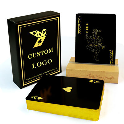 Tarjetas de póquer personalizadas en relieve dorado de papel ecológico personalizadas profesionales con caja de embalaje personalizada