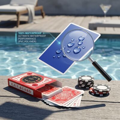 Naipes plásticos del PVC del 100 por ciento de la prenda impermeable para el entretenimiento al aire libre del juego del casino junto a la piscina y