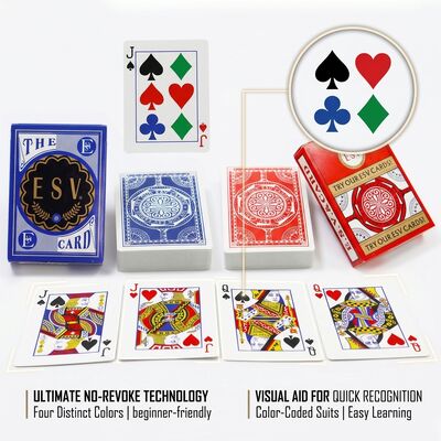 Innovative Four Color No Revoke Playing Cards With Color Coded Suits For Beginners And Educators