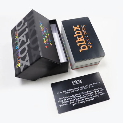 Juego de cartas de conversación para la fiesta Servicio de impresión personalizado Personalizado Juego de cartas de preguntas divertidas Jugar con tapa y caja base