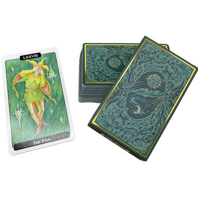 esquina redonda mate del color verde de las cartas de tarot imprimibles de 63*88m m